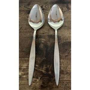 Oneidacraft Deluxe Profile (2) Serving Spoons Stainless Flatware Replacements 8"